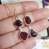 Raw Rhodonite Garnet Boho Earring,925 Sterling Silver Handmade Jewelry, Fashion Jewelry, Gemstone Dangle Earring, Anniversary Gift For Her